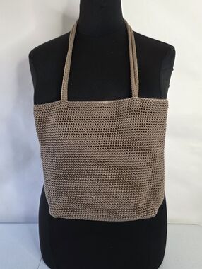 The Sak Crochet Woven Shoulder Bag Taupe Medium Sized Purse Boho Festival